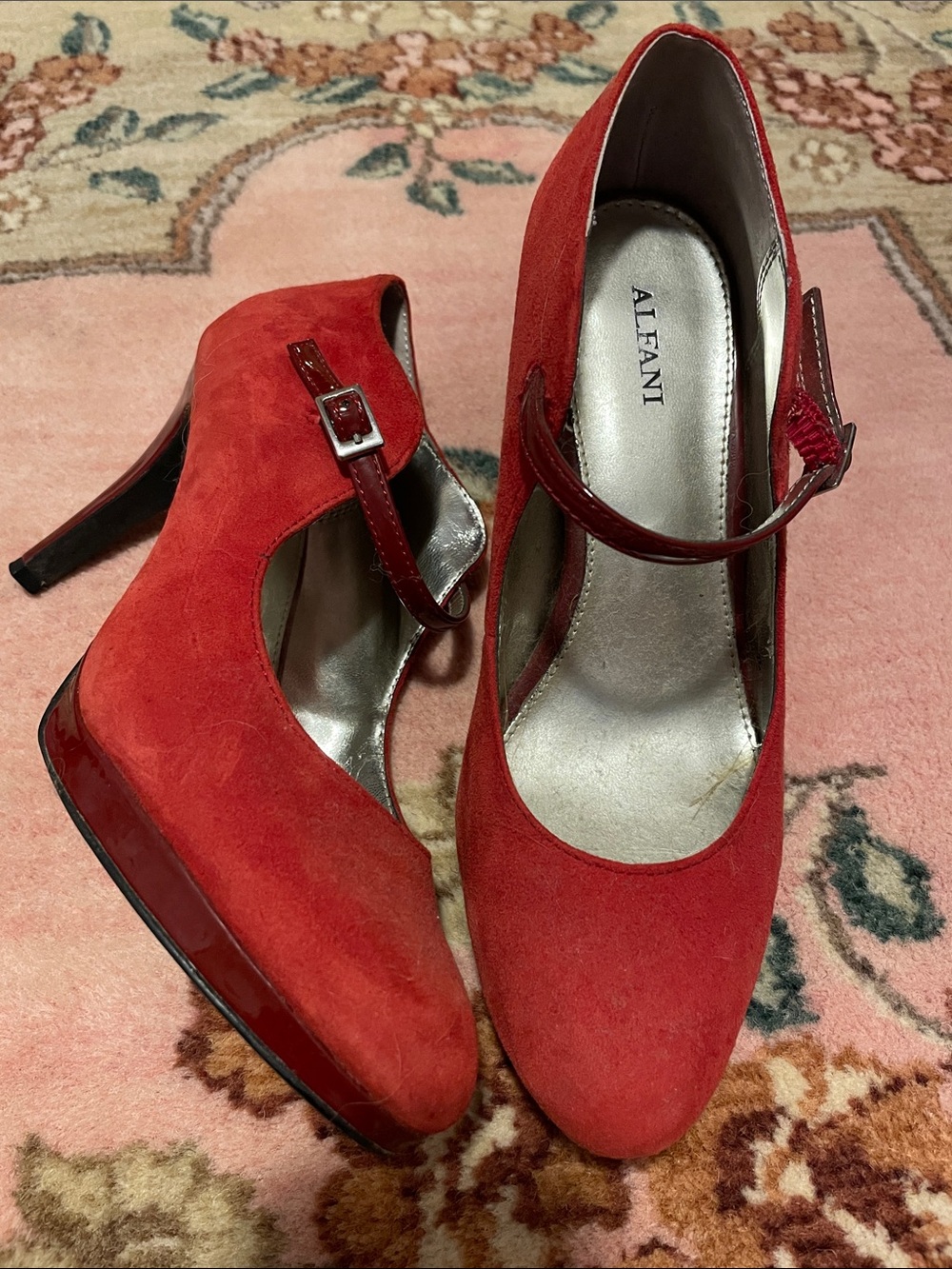 Alfani red suede high heels